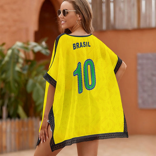 World Cup Tribute: Brazilcore Chiffon Beach Cover-Up