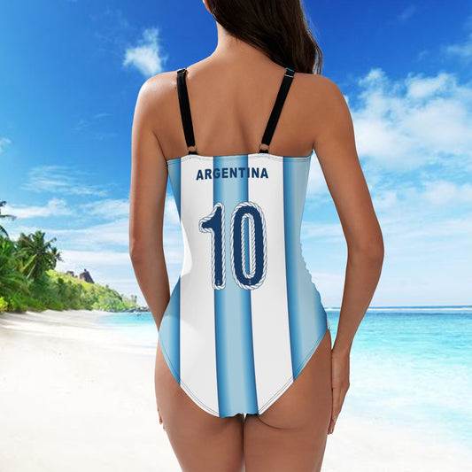 World Cup Tribute: ARGENTINA Criss-Cross Soccer-Inspired Swimsuit