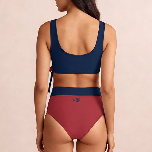 American Jersey-Style Side-Tie Bikini Set