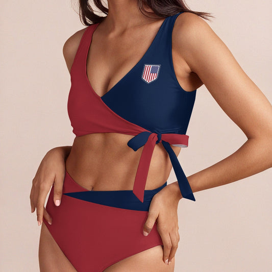 American Jersey-Style Side-Tie Bikini Set