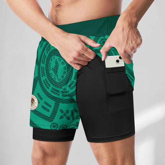 Men's Heritage Mesh Soccer Shorts - Double Layer with Phone Pocket (Mexico Edition)
