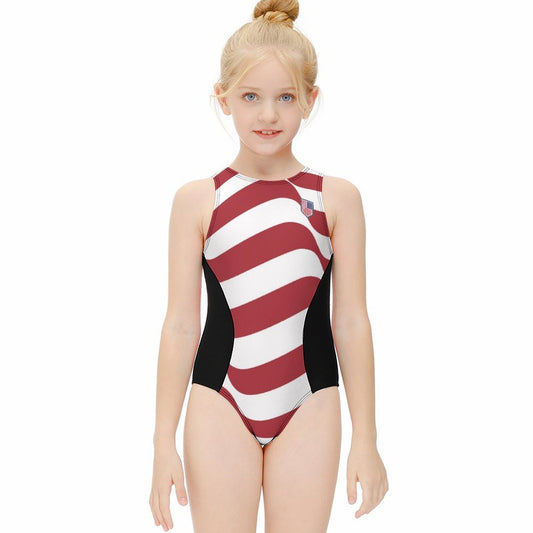 Girls' One-Piece Soccer-Style Swimsuit: Signature No. 10 - USA Edition