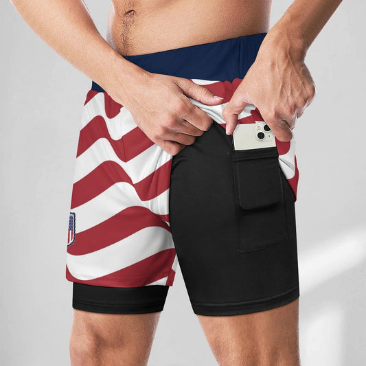 Men's Heritage Mesh Soccer Shorts - Double Layer with Phone Pocket (USA Edition)